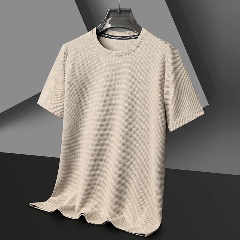Men's Ultra Comfortable Waffle Crew T-Shirt in Sand Khaki