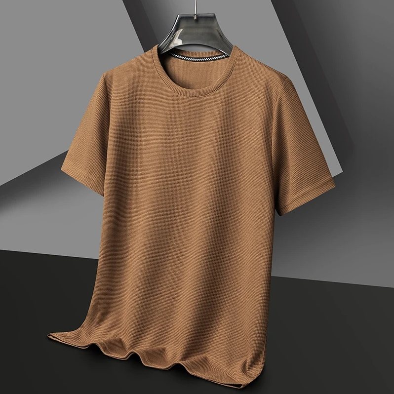 Men's Ultra Comfortable Waffle Crew T-Shirt in Caramel Brown