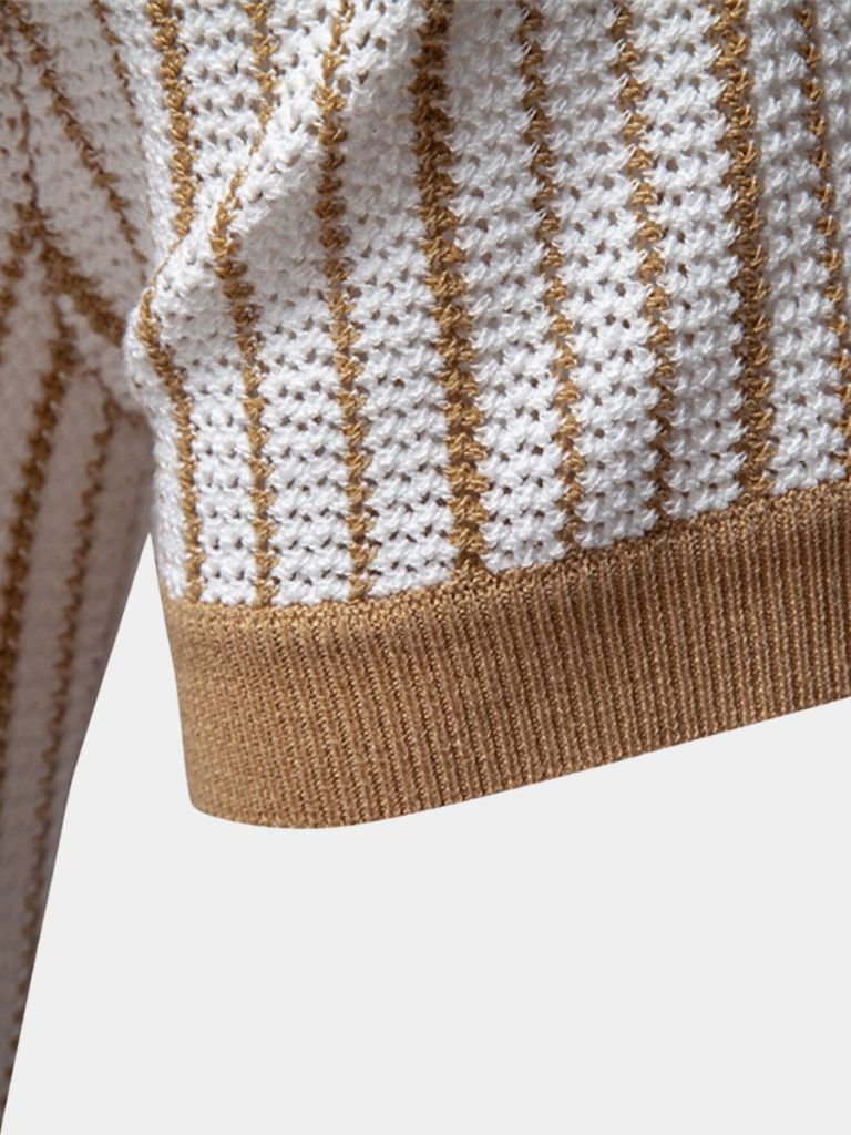 Striped Knit Polo Shirt - Fayymont Co