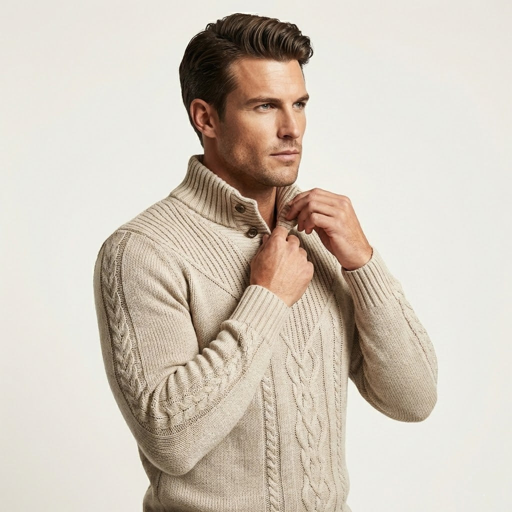 Veneti Tailored Stand-Collar Pullover - Fayymont Co