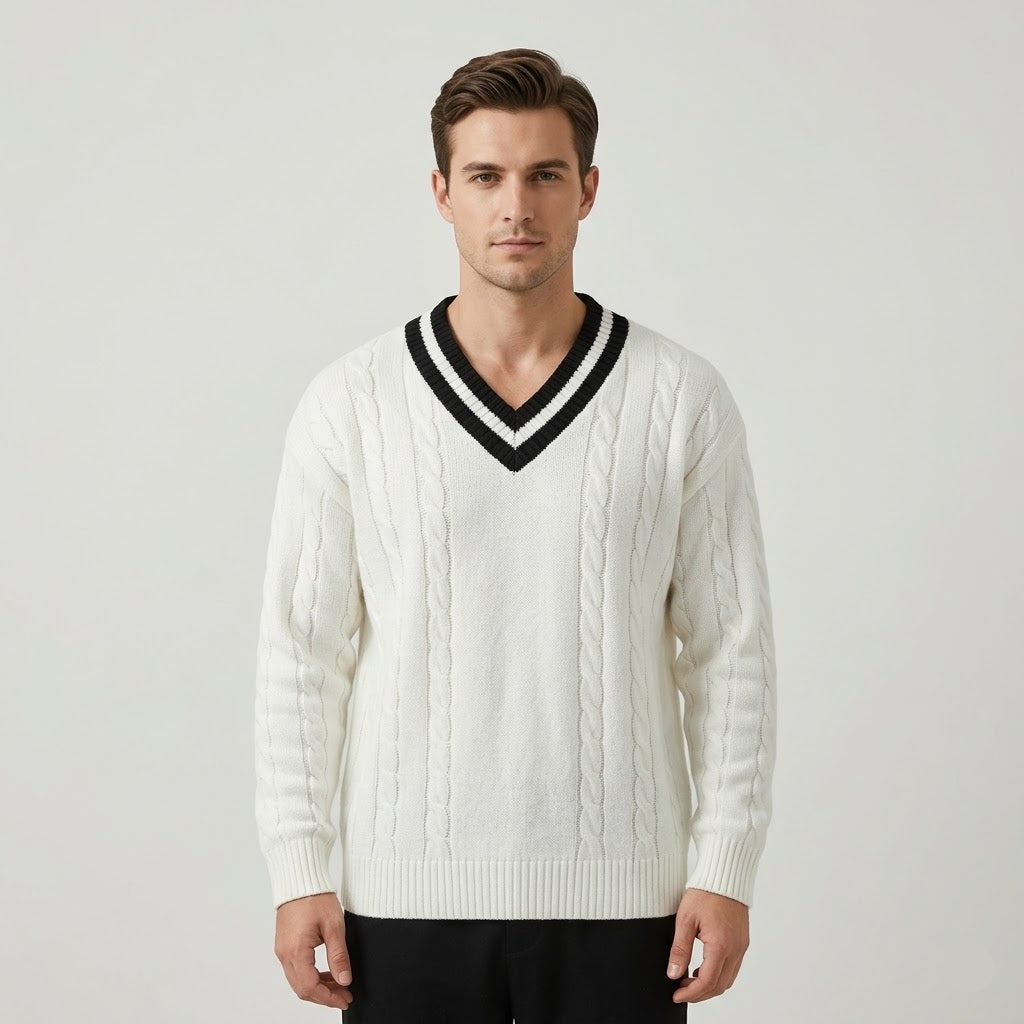 Minimalistischer V-Ausschnitt Pullover - Fayymont Co