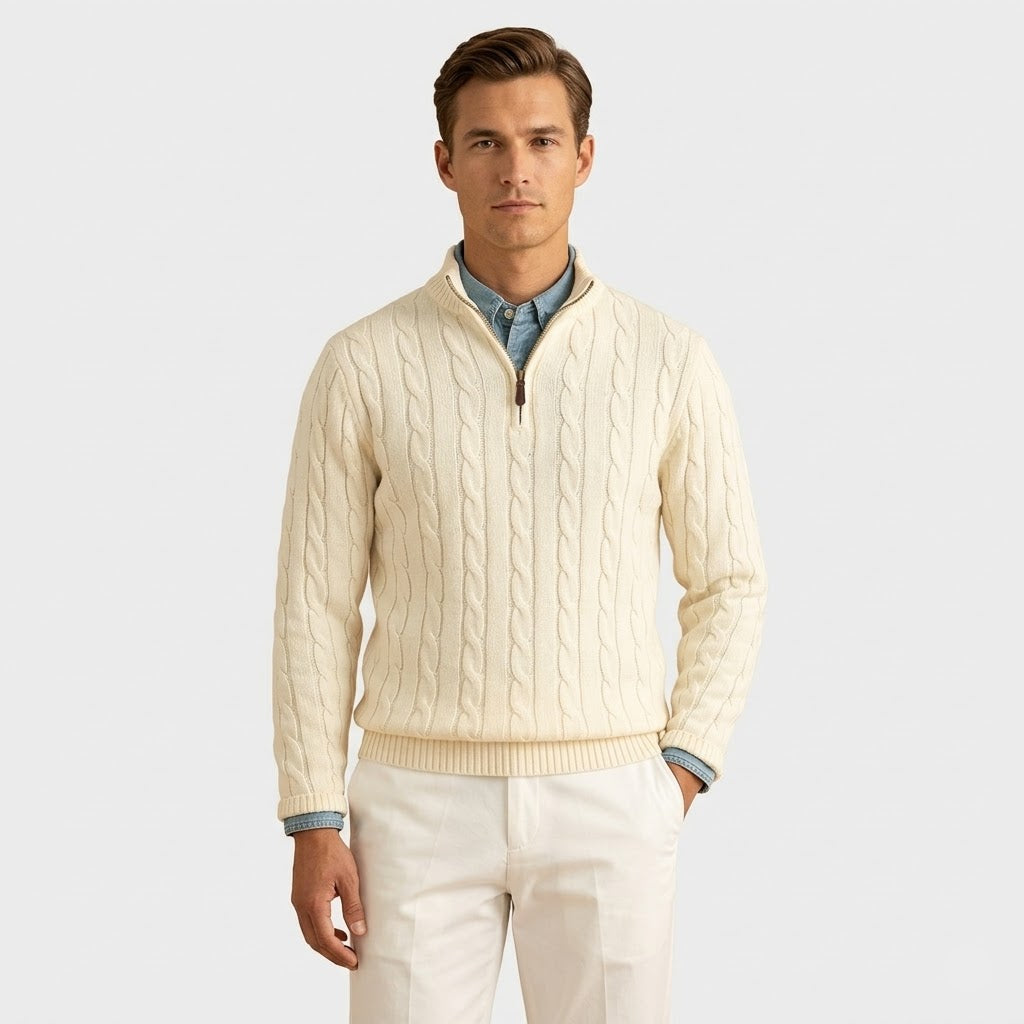 Old Money Jacquard Stehkragenpullover