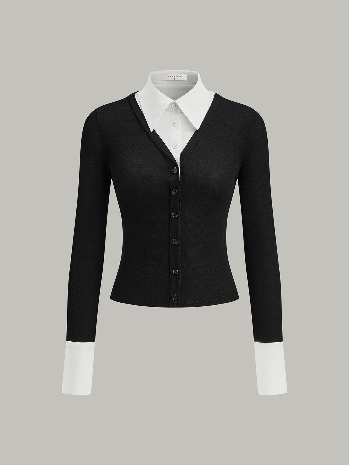 Women's 2 in 1 Contrast Collar and Cuff Shirt — styled look