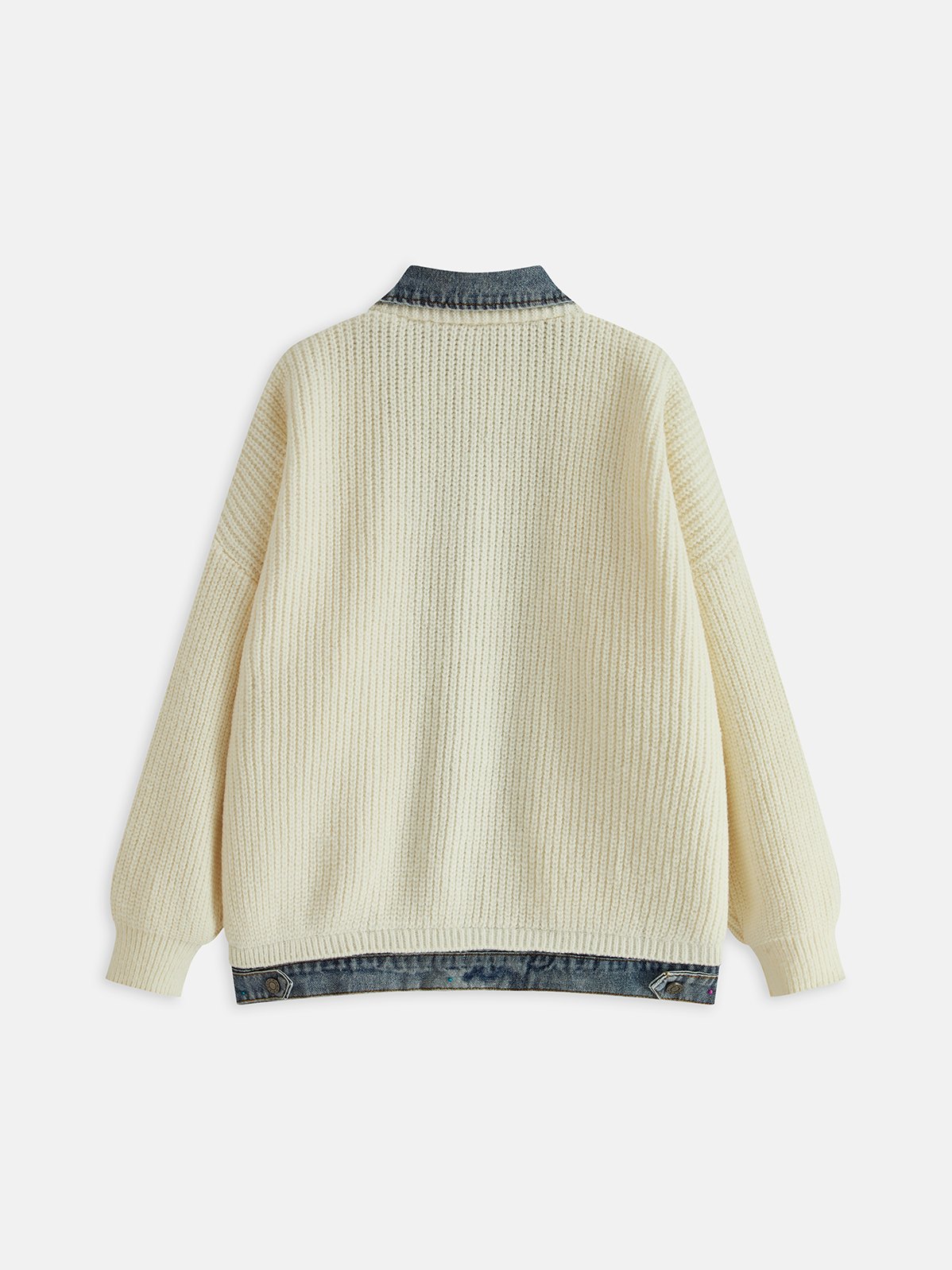 Women's 2 in 1 Denim Paneled Cardigan — detail