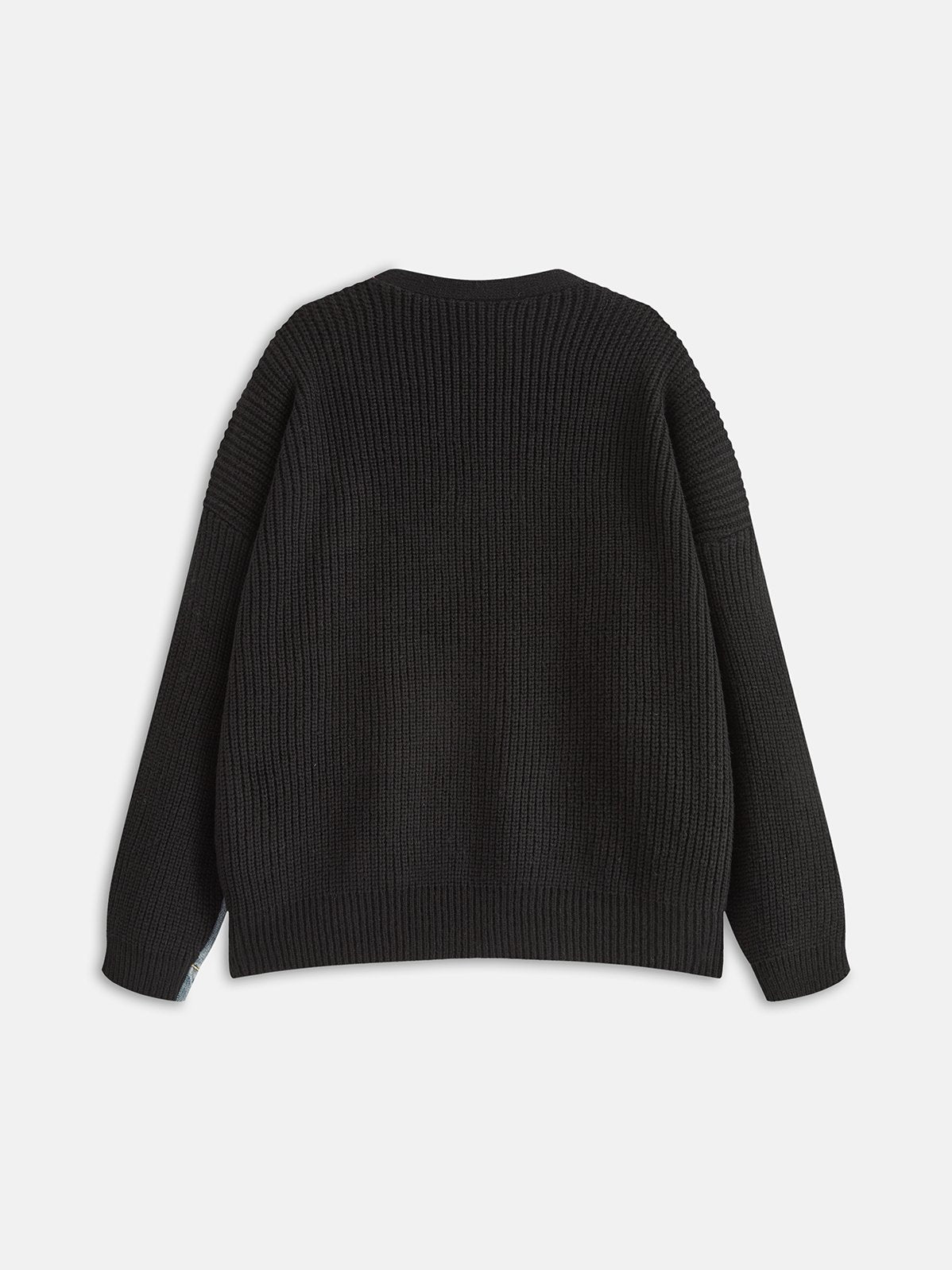 Women's 2 in 1 Denim Paneled Knit Cardigan — detail