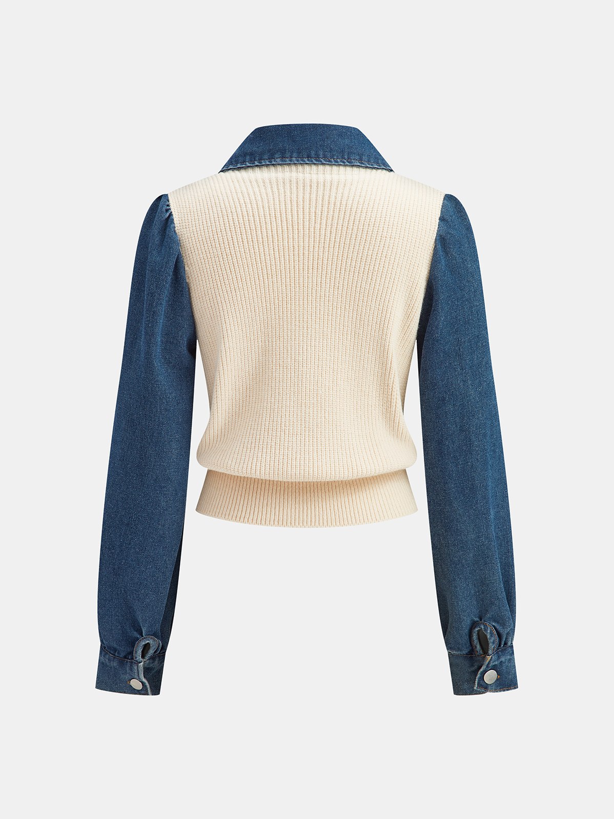 Women's 2 in 1 Denim Paneled Knit Top — detail