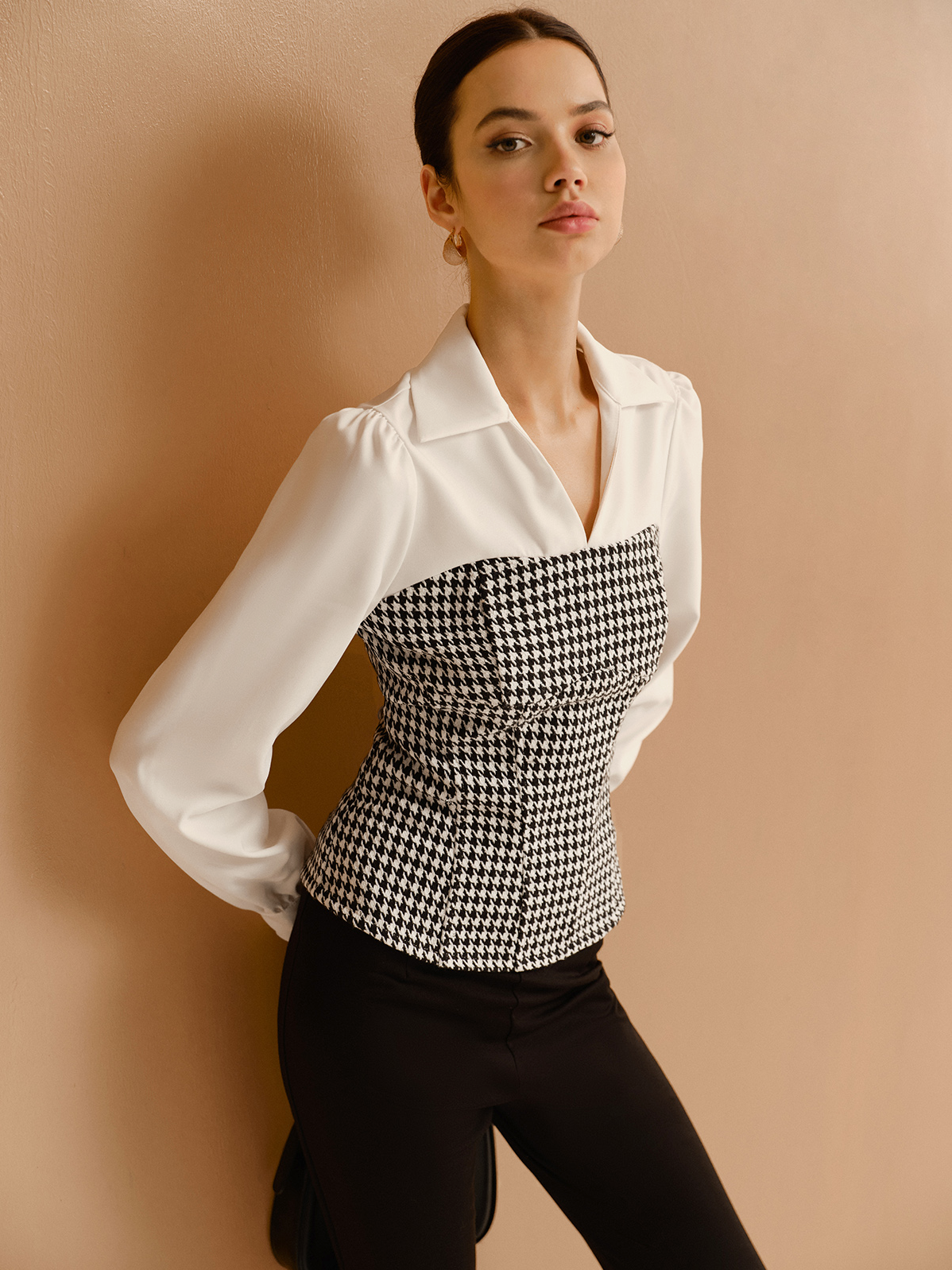 Women's 2 in 1 Houndtooth Polo Shirt — detail