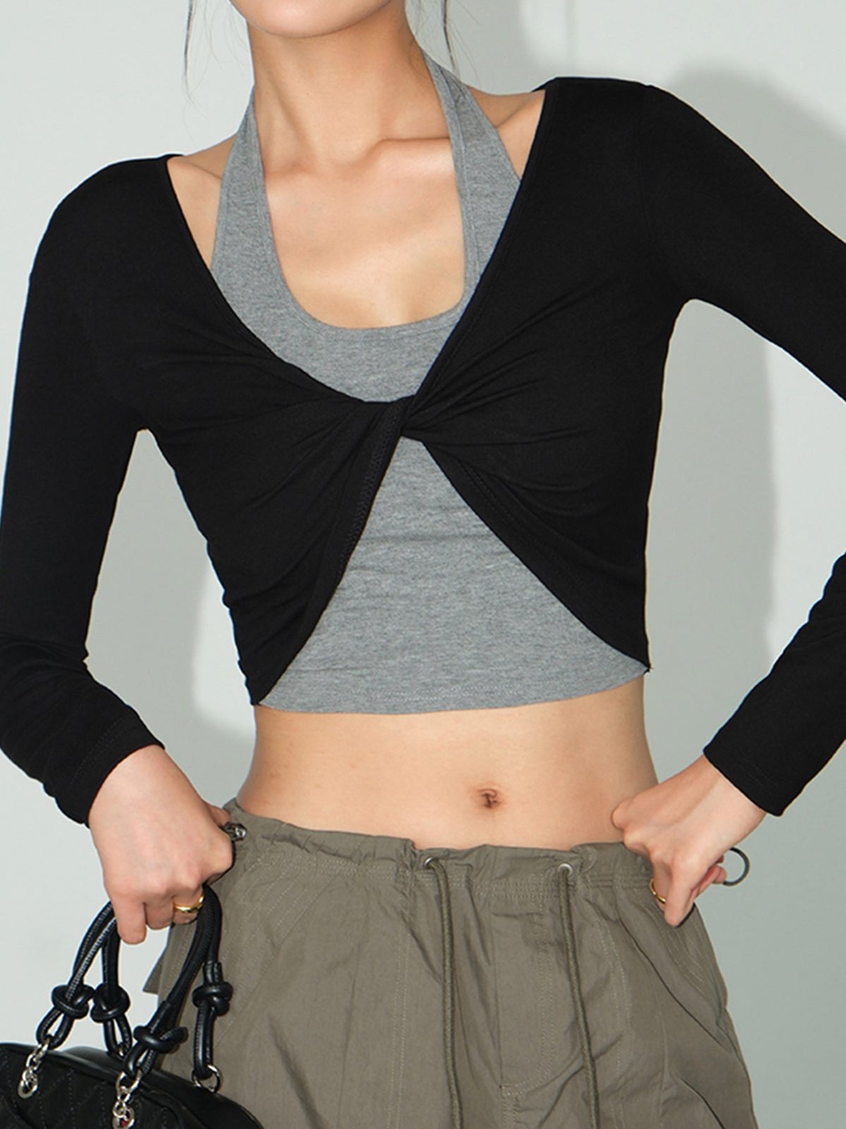 Women's 2 in 1 Knotted Crop Top — detail