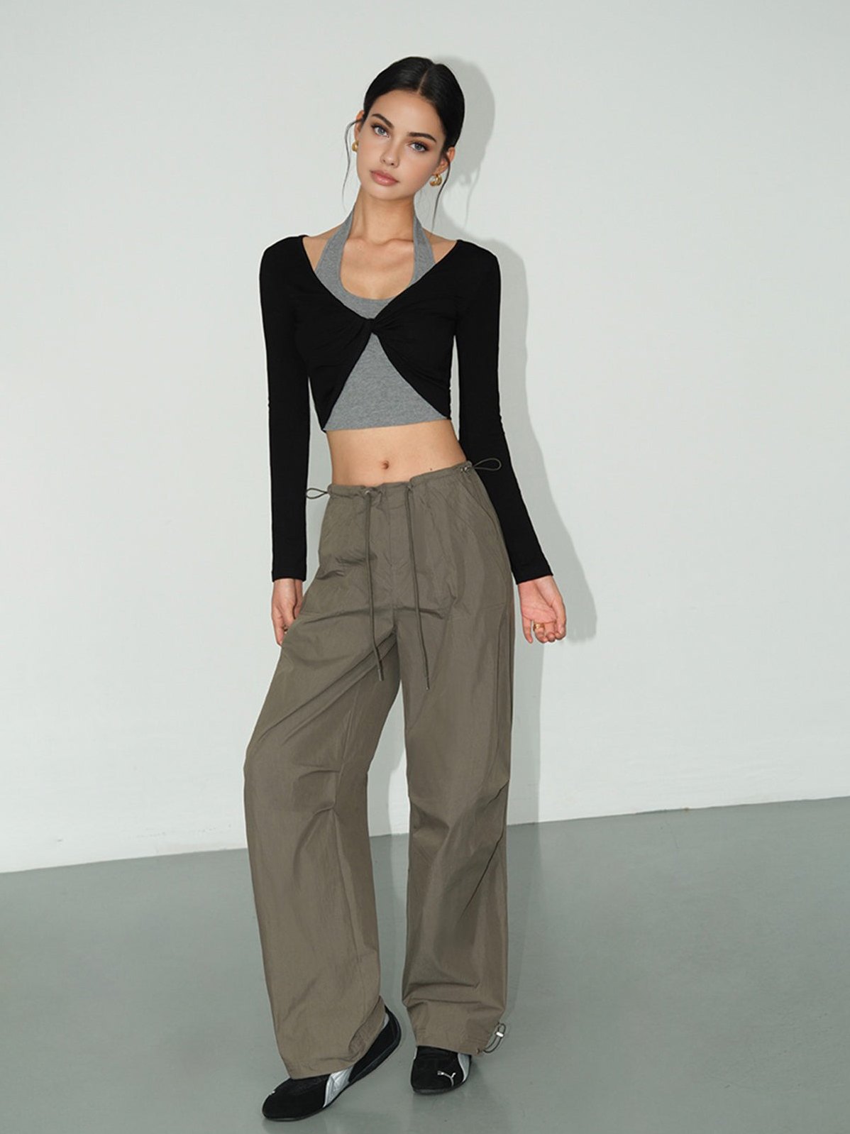 Women's 2 in 1 Knotted Crop Top — styled look