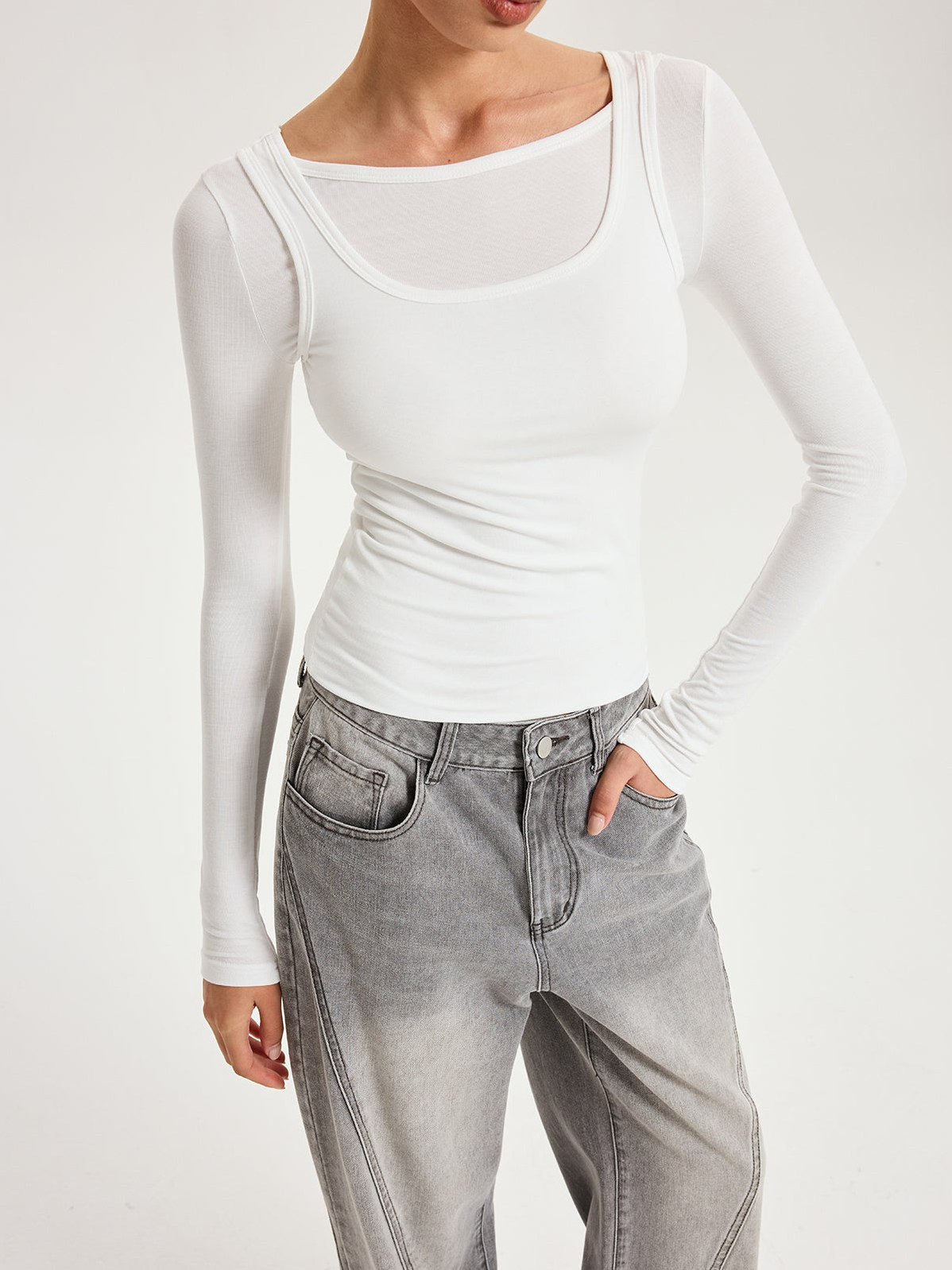 Women's 2 in 1 Long-Sleeve Top — full view