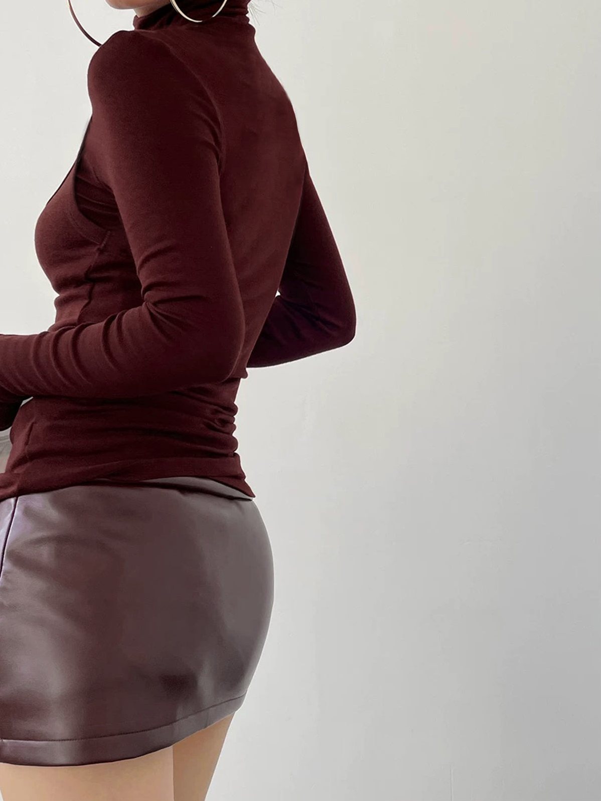 Women's 2 in 1 Mock Neck Jersey Top — full view