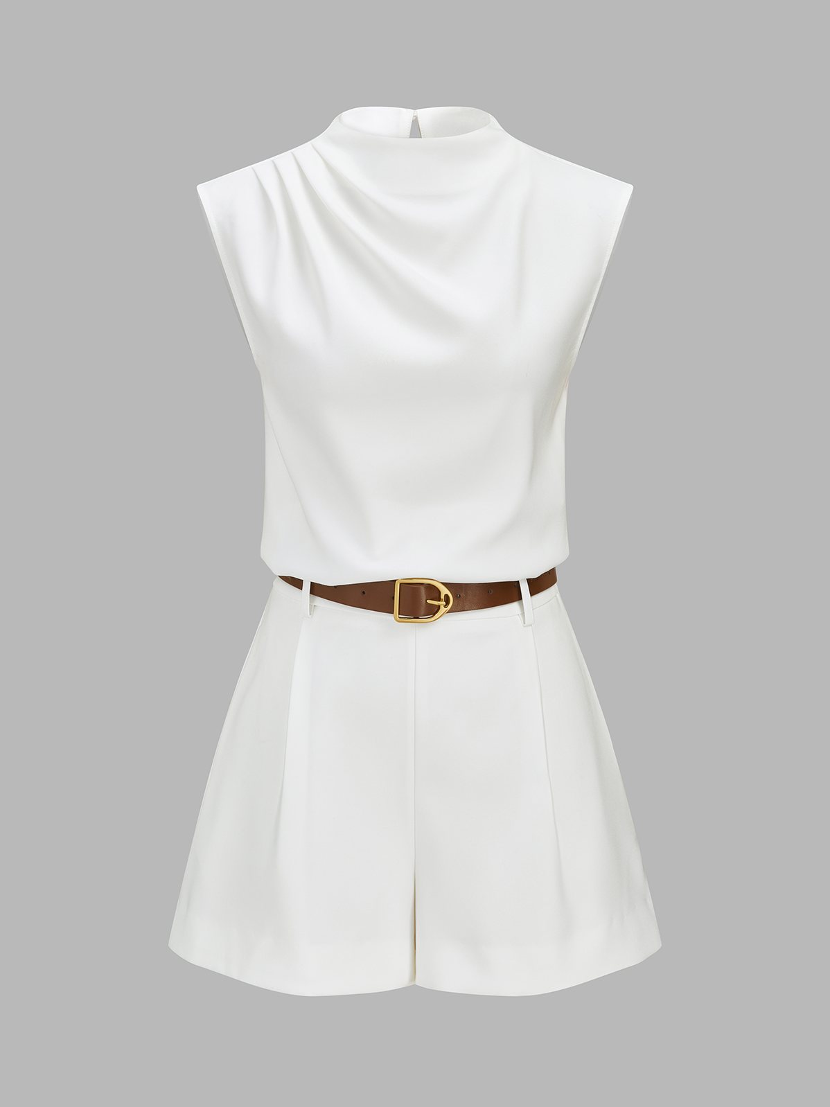Women's Draped Sleeveless Top & Belted Shorts Set — detail