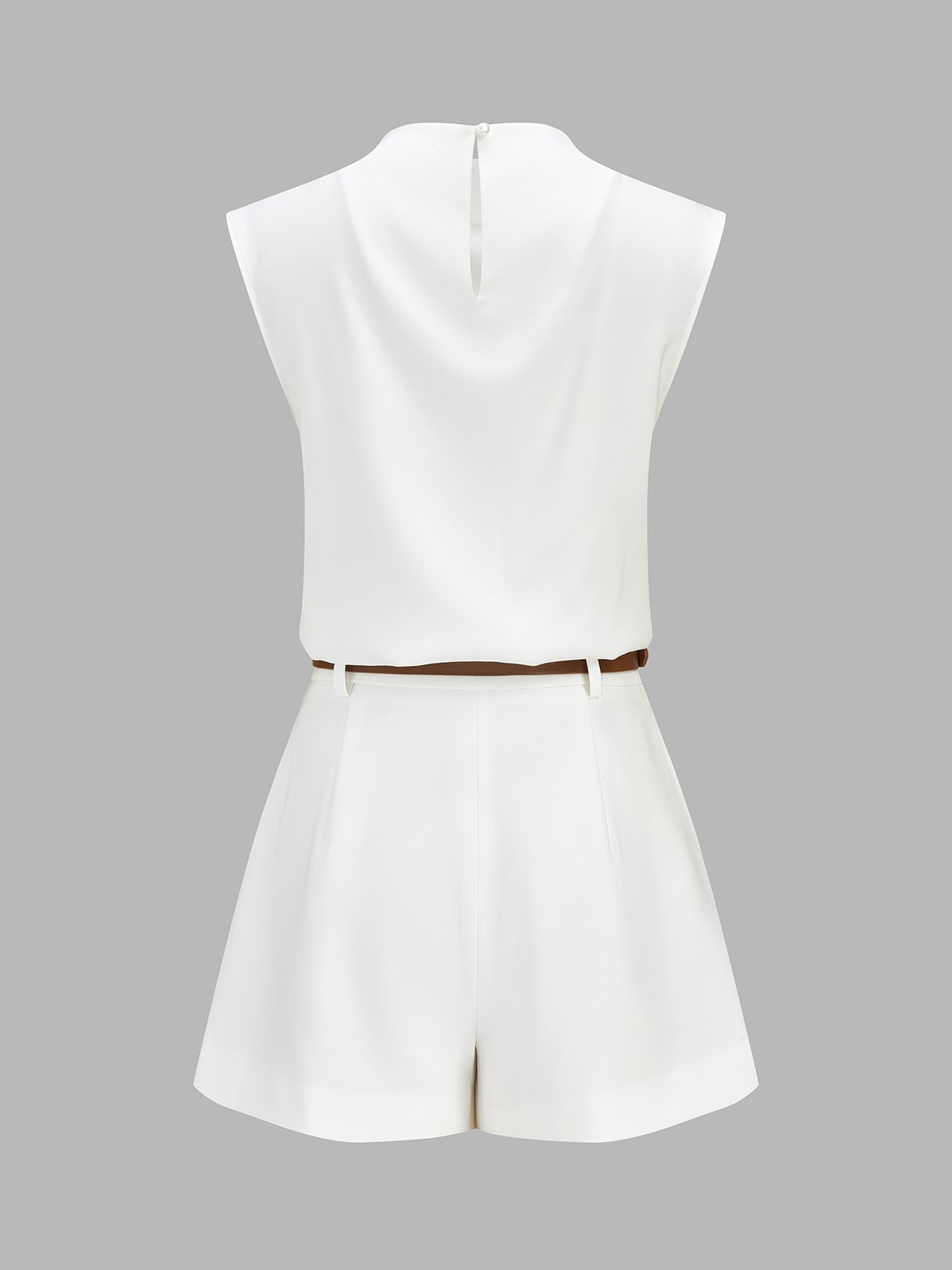 Women's Draped Sleeveless Top & Belted Shorts Set — styled look