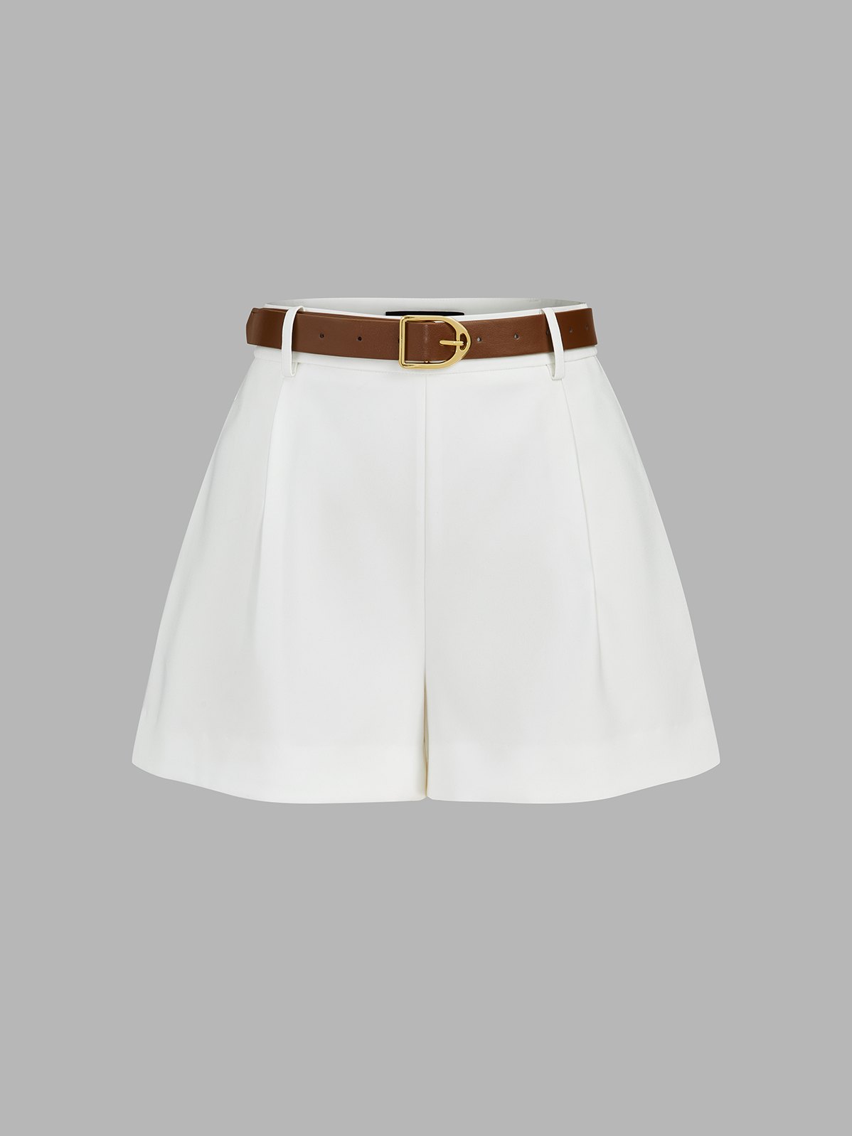 Women's Draped Sleeveless Top & Belted Shorts Set — full view