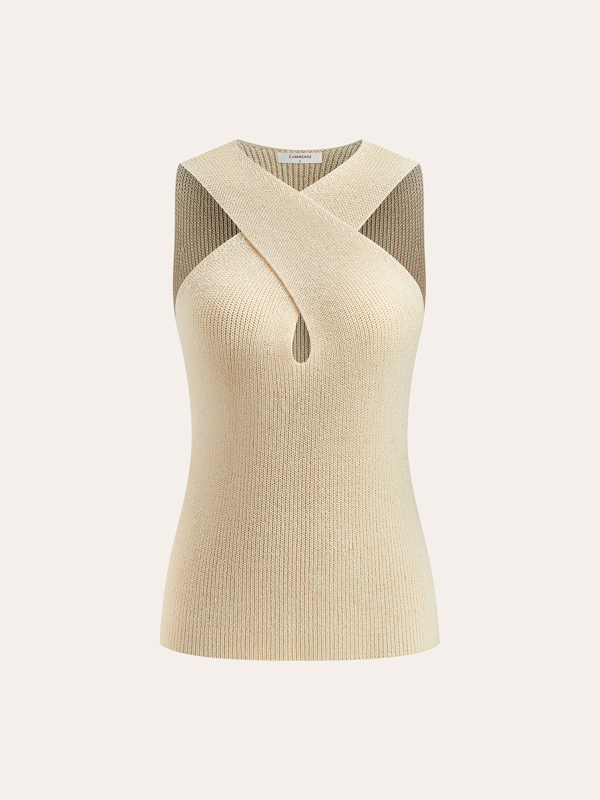 Women's Halter Cross-Over Collar Tank Top — styled look