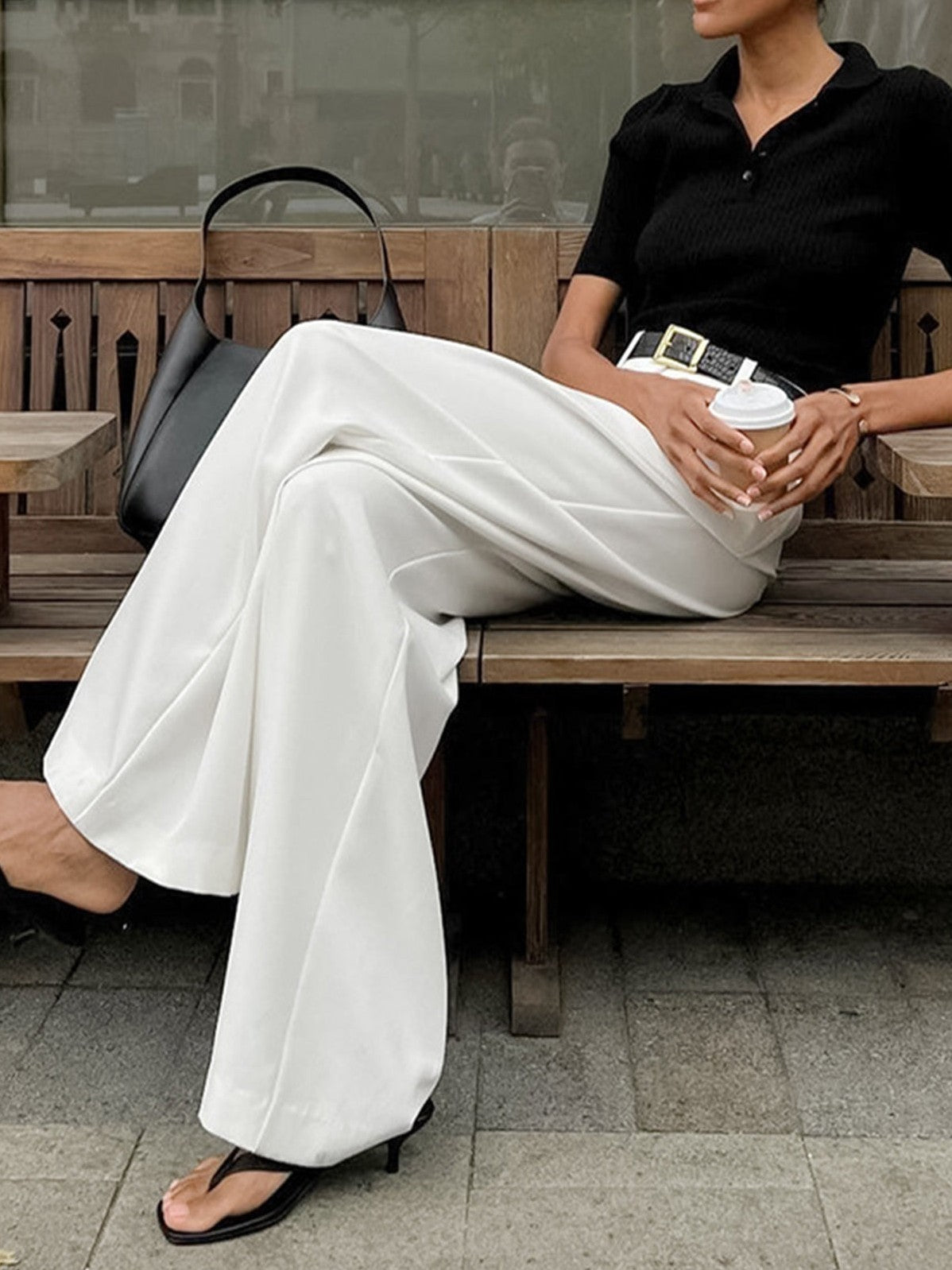 Women's Solid Wide Leg Pants Without Belt — styled look