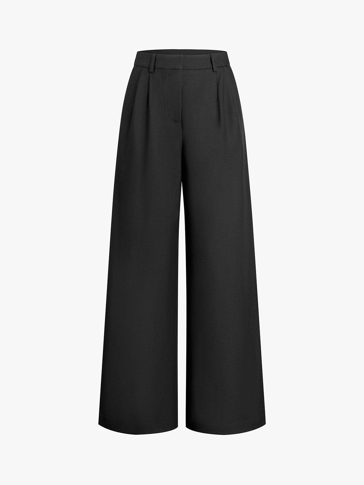 Women's Solid Wide Leg Pants Without Belt — fabric texture