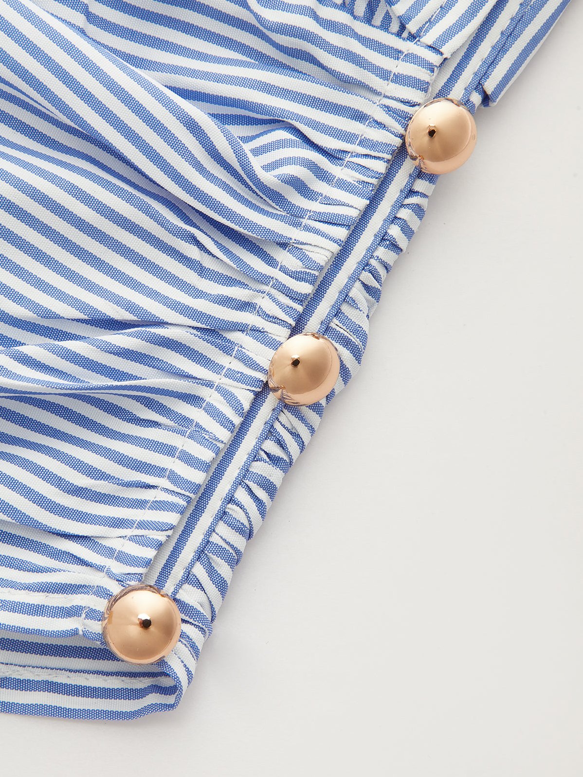 Women's Striped Collared Sleeveless Cinched Blouse — close-up