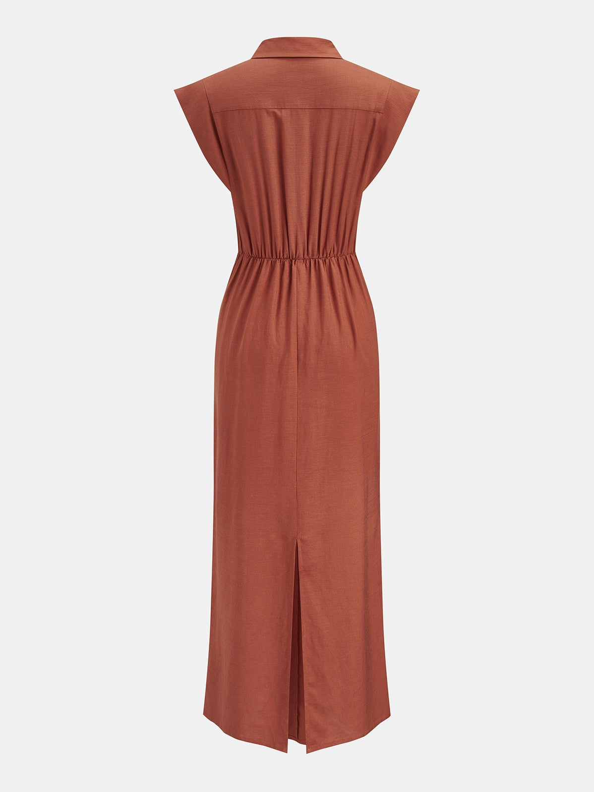 Women's Tie Waist Collared Sleeveless Maxi Dress — styled look