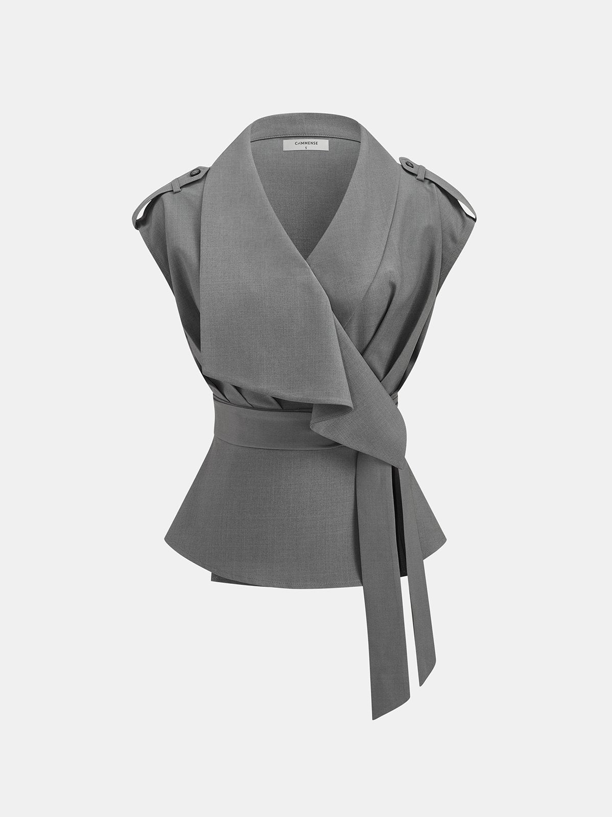 Women's Wrap Front Fitted Top & Pleated Pants Set — detail